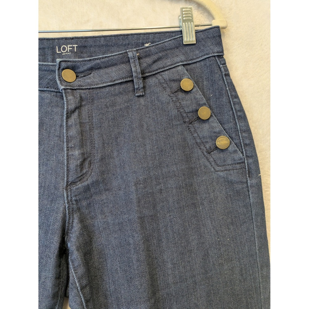 Loft Outlet Curvy‎ Skinny Sailor Button Dark Wash Denim Jeans Womens Size 6 - Picture 4 of 10